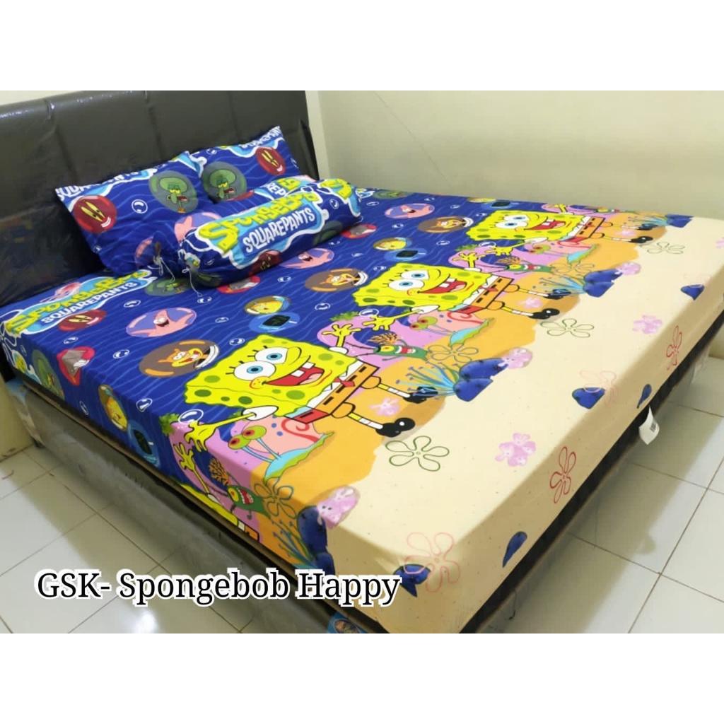 SPREI HOMEMADE SEPREI 180X200 SEPRAI SPONGEBOB HAPPY