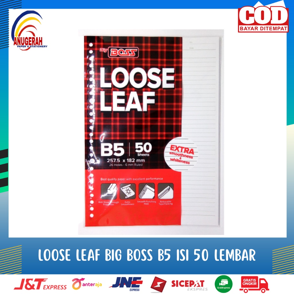 

BIG BOSS LOOSE LEAF B5 ISI 50 LEMBAR PUTIH GARIS (PCS)