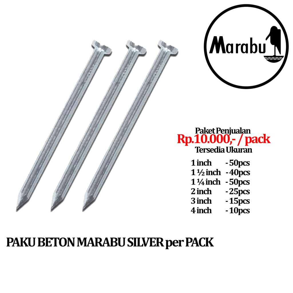 PAKU BETON SILVER MARABU SEMUA UKURAN - 1PACK