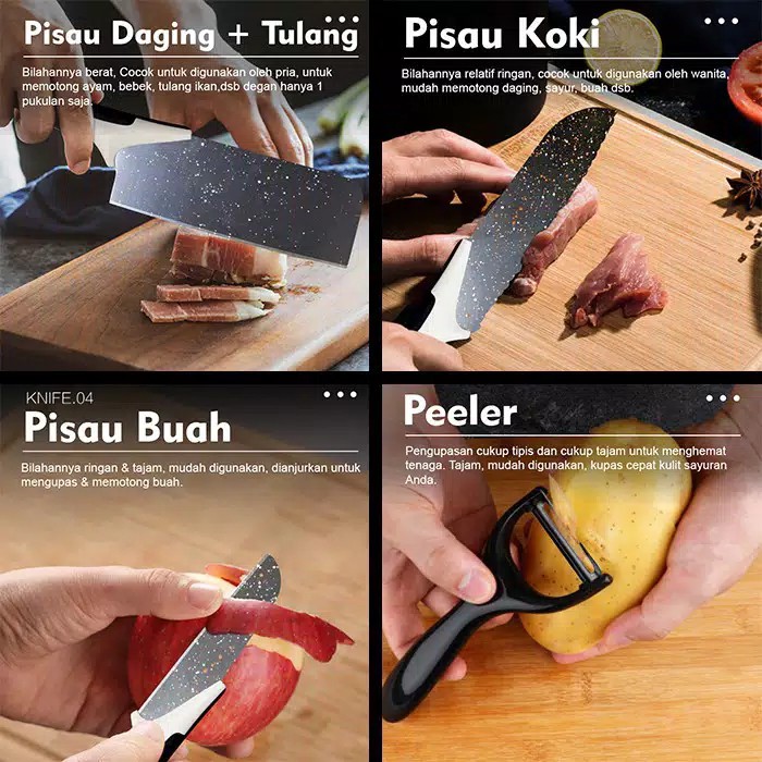 Pisau Set Dapur isi 5pcs I Pisau Set Keramik