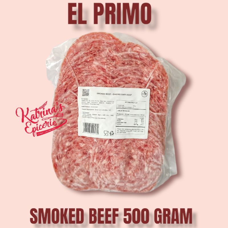 

El Primo Smoked Beef 500 Gram Daging Asap Olahan Bentuk Bulat Lembaran