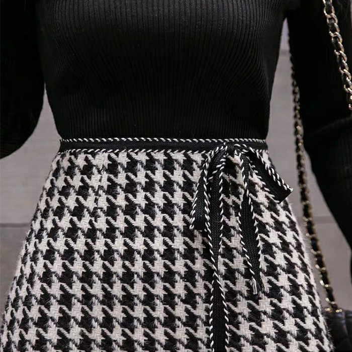 9802 Elvina Skirt/Rok Pendek/Rok Autumn/Rok wanita/Rok houndstooth/Rok Korea Skirt