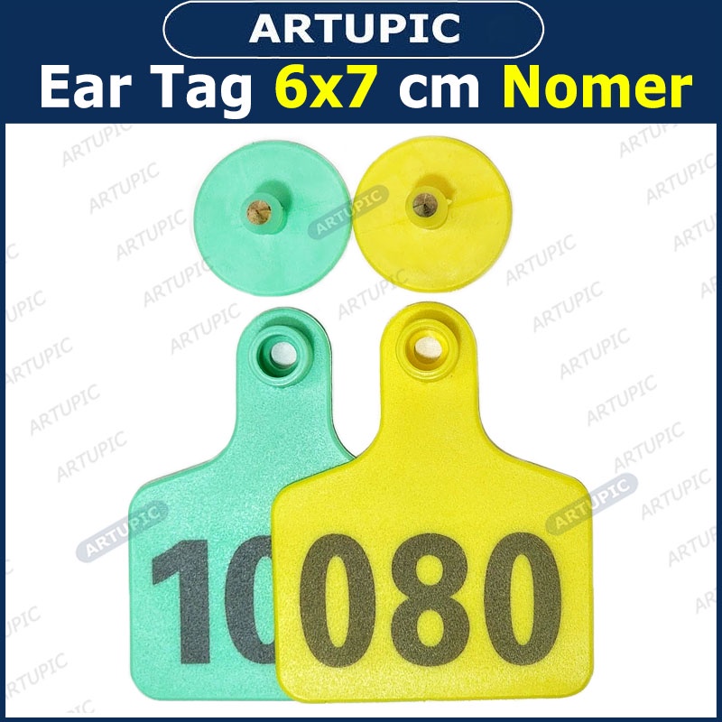 Ear Tag 6x7 cm Nomer Per100 Anting Eartag untuk Babi Sapi Kambing Murah Plastik bisa jadi Kalung Leher Hewan Domba Kuda Kerbau