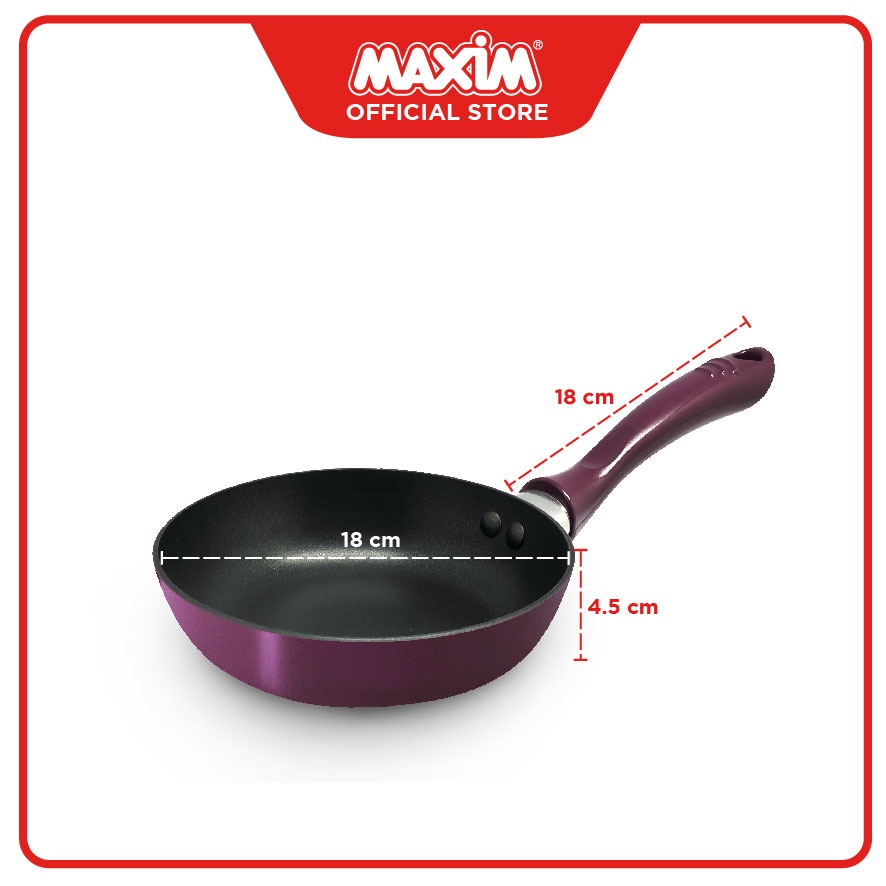 Maxim New Eleganza Purple Wajan Teflon Anti Lengket 18cm Frypan