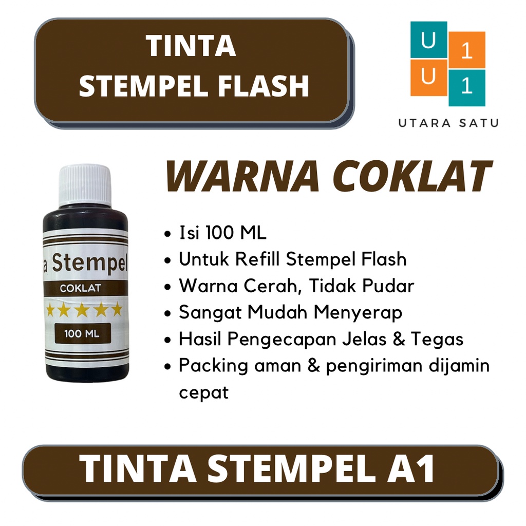 

Tinta Stempel Flash Warna Coklat 100 ML