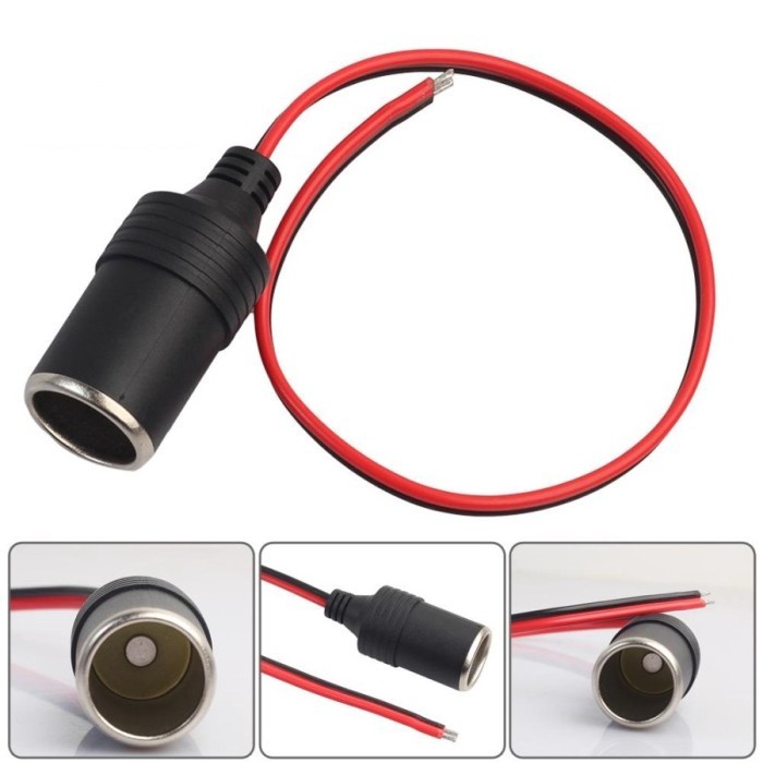 Socket Lighter + Kabel Tebal Female Cigarette Lighter Socket Mobil