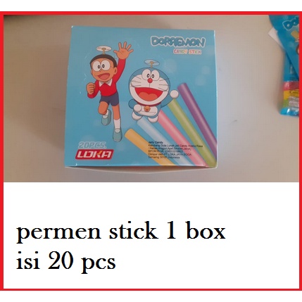 Permen jelly stick Doraemon 1 box kecil isi 20 pcs aneka rasa buah