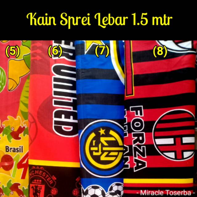 Kain Sprei Motif Bola (per 0.5 x 1.5 meter)