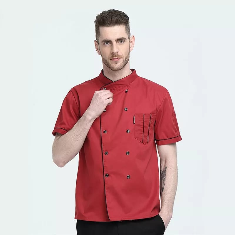 Baju Koki Chef Jacket Lengan Pendek Unisex Pria Wanita