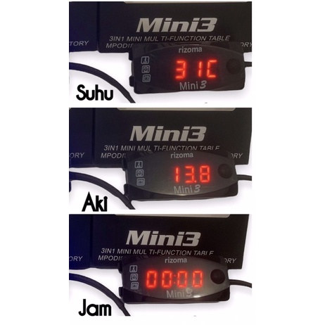 VOLT METER AKI 3IN1-2IN1 RIZOMA voltmeter aki suhu jam 3in1 2in1 universal all motor voltmeter aki