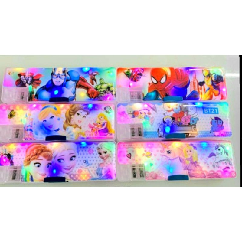 

Tempat Pensil Magnet 2 sisi Lampu LED Karakter Frozen Unicorn Princess spiderman