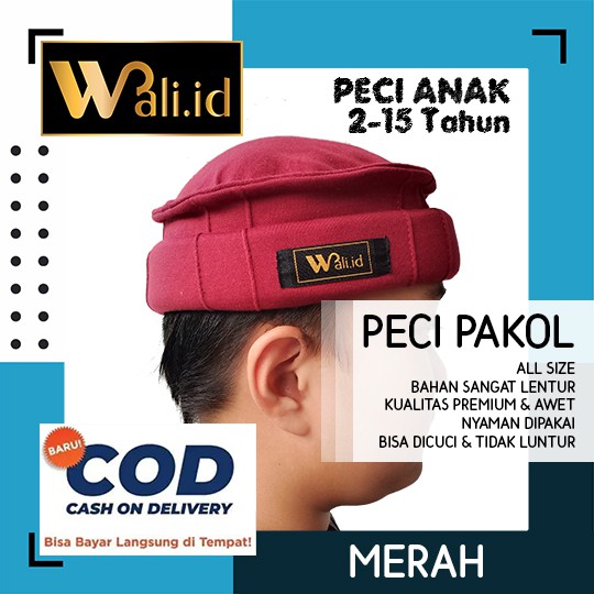 Peci Solat Anak Pakol Taliban Afganistan Merah Kualitas Premium wali.id All Size