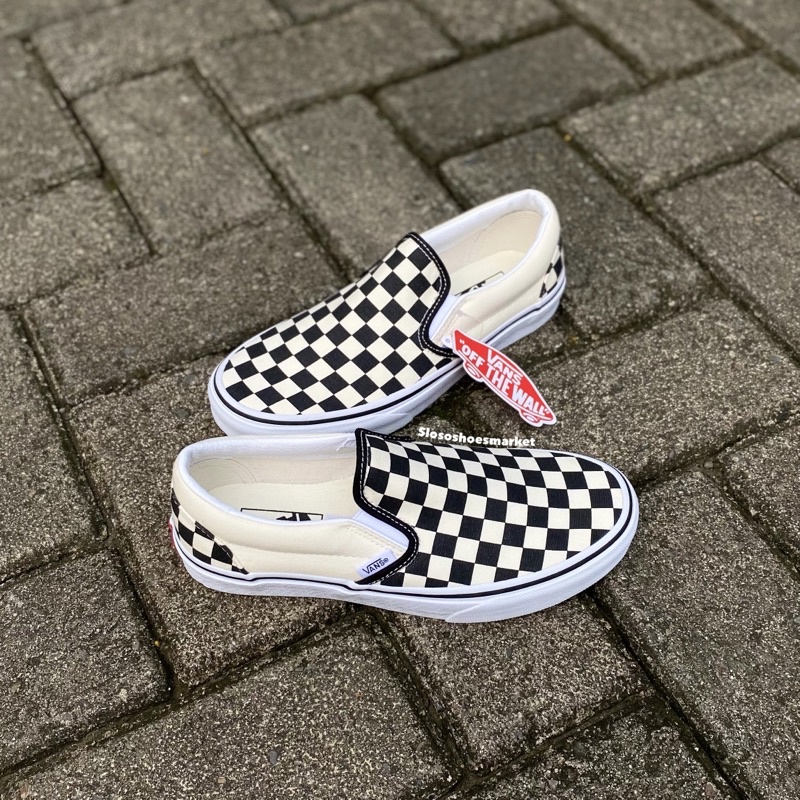 Vans Slip On Checkerboard Black White - 100% Original / RESMI