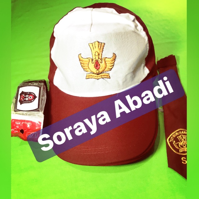 Paket Topi SD MERAH PUTIH + Gesper + Dasi Bordir LAKI-LAKI