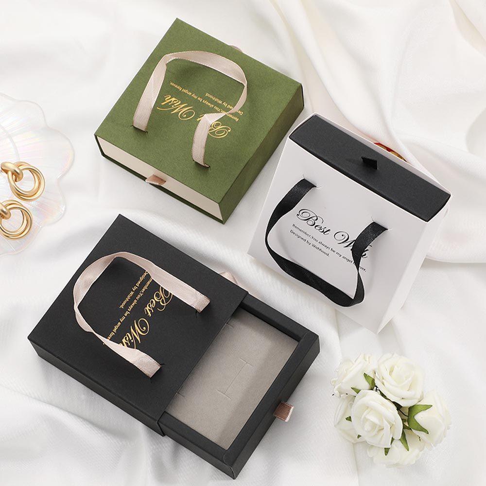 [Elegan] Jewelry Box Portable Packaging Gelang Warna Solid Kotak Kemasan Display Perhiasan Tipe Laci