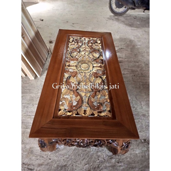 meja ukir jati 120x100/meja lesehan ukir jati
