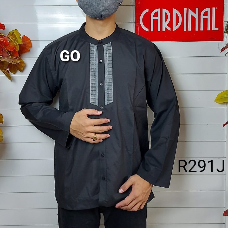 gos XL-FR CARDINAL KEMEJA KOKO/TAQWA FORMAL Reguler Pakaian Pria Muslim Lengan Panjang