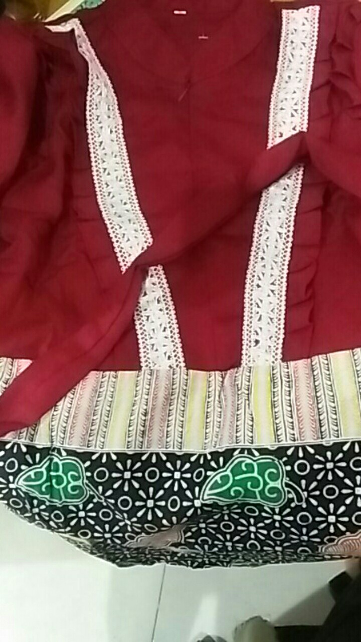 Ori Atasan Blus Batik Wanita Modern Halus Dolby Kombinasi Brokat Polos