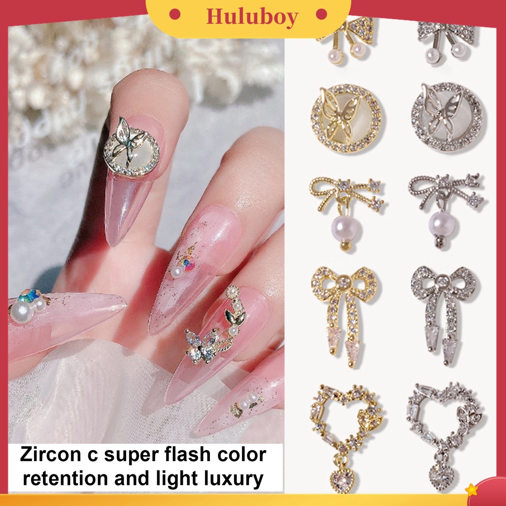Huluboy Huluboy♡ Berlian Imitasi Bentuk Hati Bahan Alloy Untuk Dekorasi Nail Art