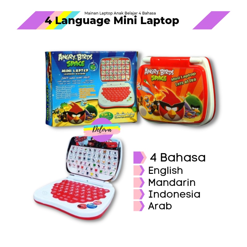 4 Language Mini Laptop Mainan Anak Kamus Elektronik Bahasa Ingring Mandarin dan Arab