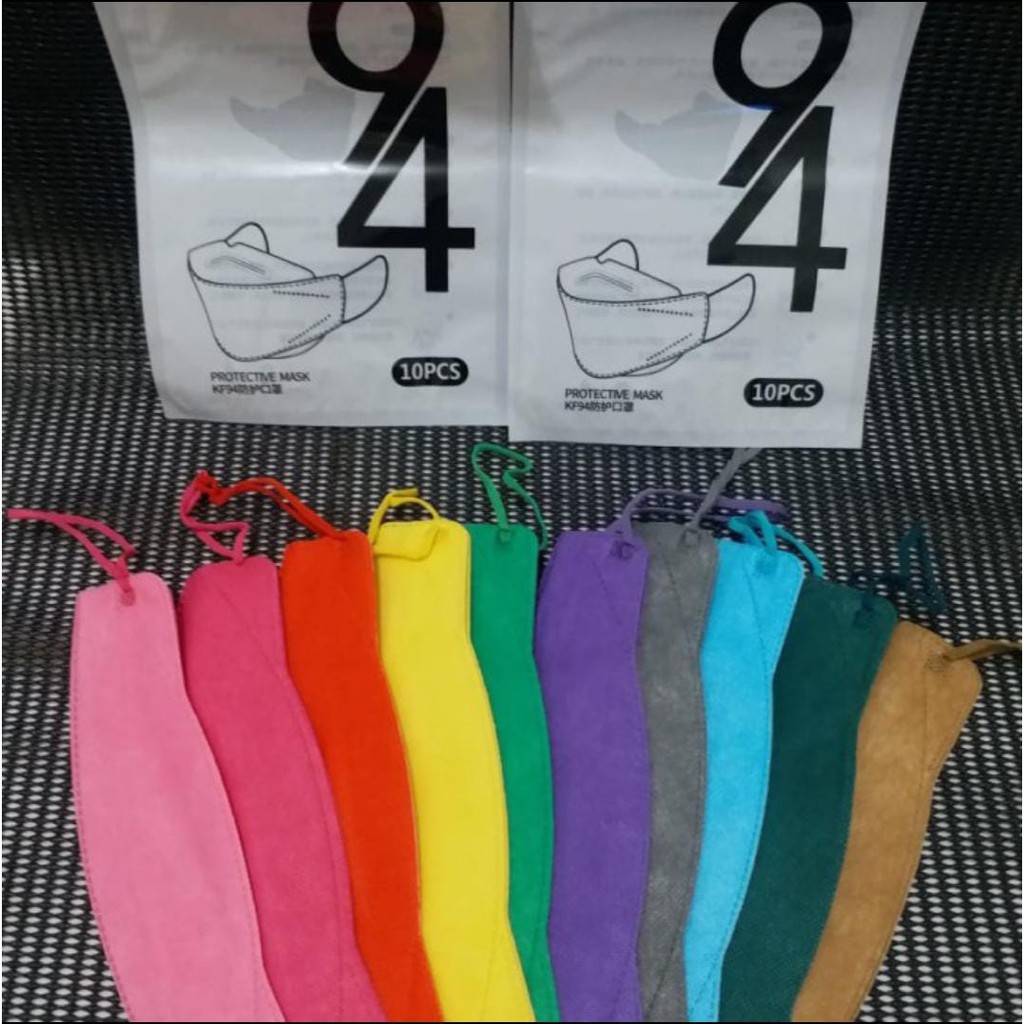 Masker Korea KF94 Tali Senada 4ply Warna Warni Evo Pokana Convex Masker Murah 1 Sachet isi 10pcs
