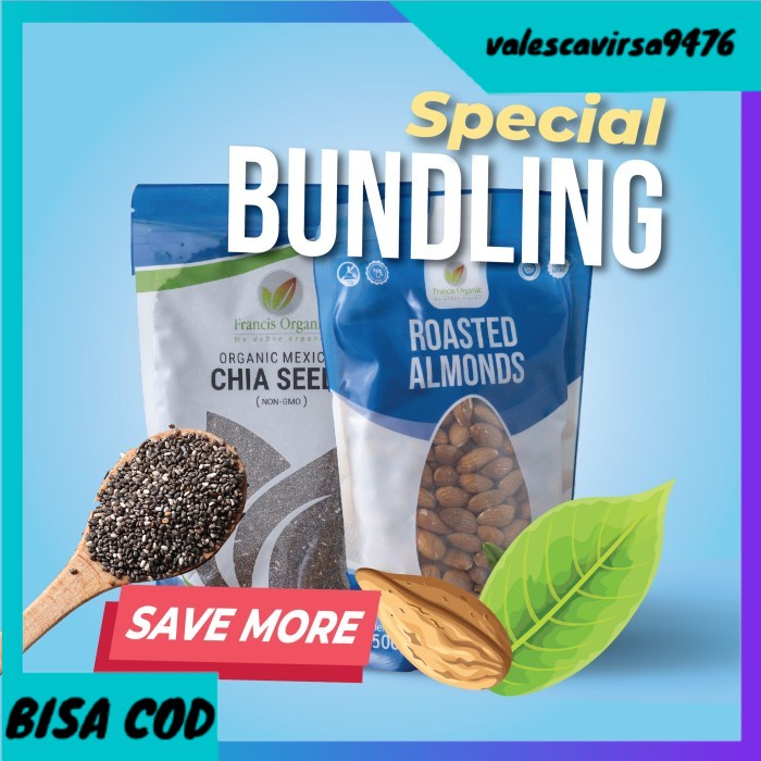 

⭐BISA COD⭐ Special Bundling Roasted Almond 500gr dan Organic Chia Seeds 500gr