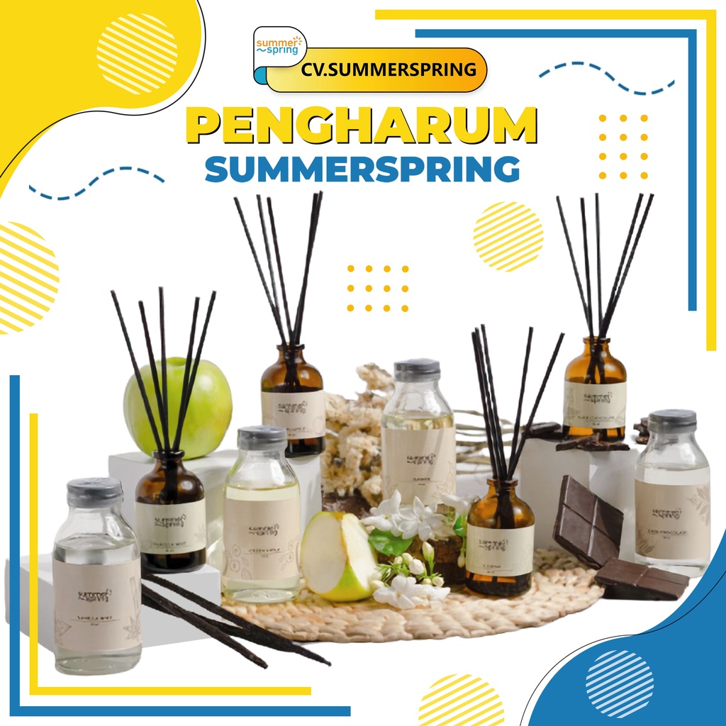 Summer Spring - Reed Diffuser - Pengharum Pewangi Parfum Ruangan Mobil Toilet Ruang Tamu Dapur Lemari Pakaian Kamar Mandi Tidur Closet Wc - 40ml