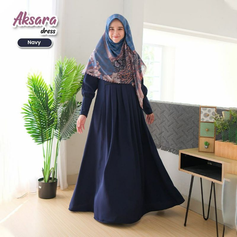 TERPOPULER FREE KAOS KAKI PREMIUM READY HANYA DRESS AKSARA ELBINA HIJAB - GAMIS MURAH SYARI -