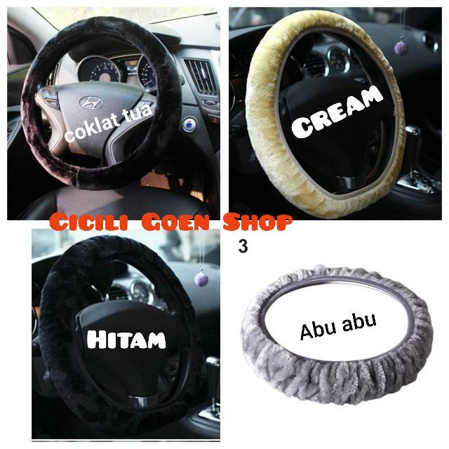 Sarung stir bulu halus mobil kualitas import premium cover lembut setir