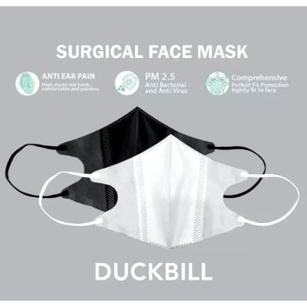 Masker duckbil Earloop / Masker Hitam / Masker Putih / Masker ducbil tanpa garis