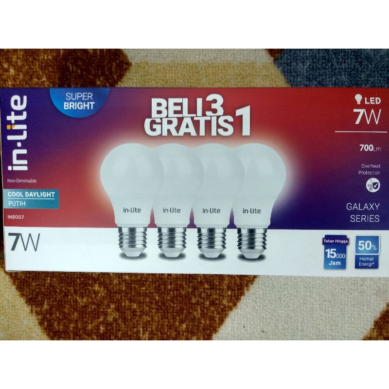 Lampu Led in-lite 7 Watt Dan 9 Watt Beli 3 Gratis 1 Galaxy Series