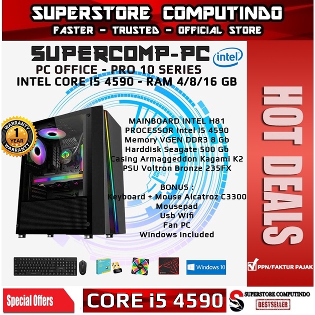 PC Rakitan Office Core i5-RAM 4/8/16GB-PRO 10 Series-Siap Pakai