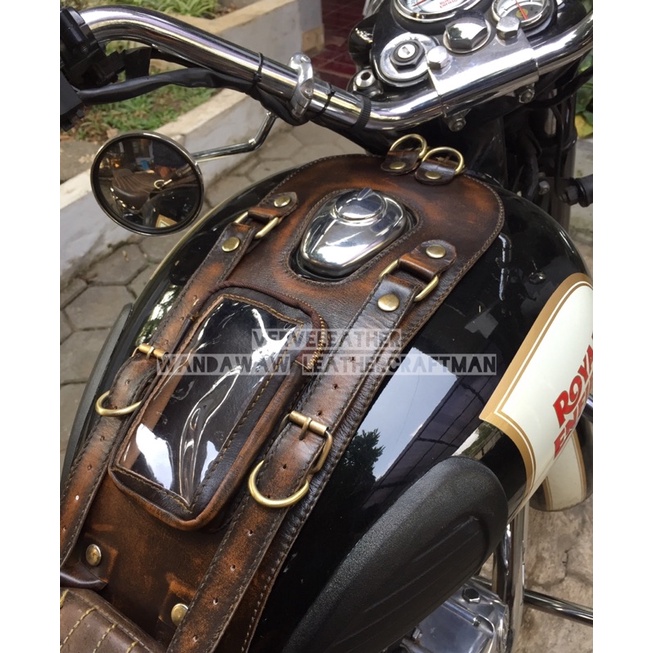 royal enfield , kasawaki w175 , tas tangki motor , tankbag , tas kulit , aksesoris tangki motor , mo