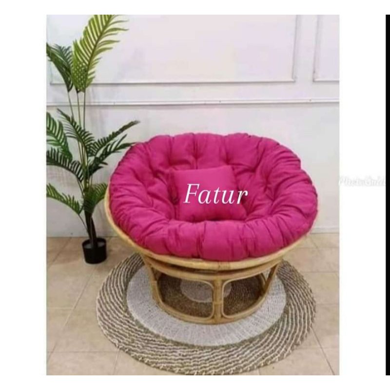 Kursi+Bantal  papasan/ kursi Santai Rotan Asli Kursi Santai Empuk