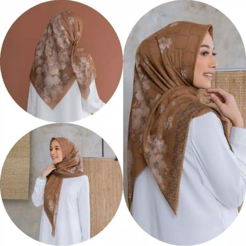 Hijab SegiEmpat Voal Motif LaserCut / DeenayKw Motif Terbaru / Hijab Voal Premium Murah COD