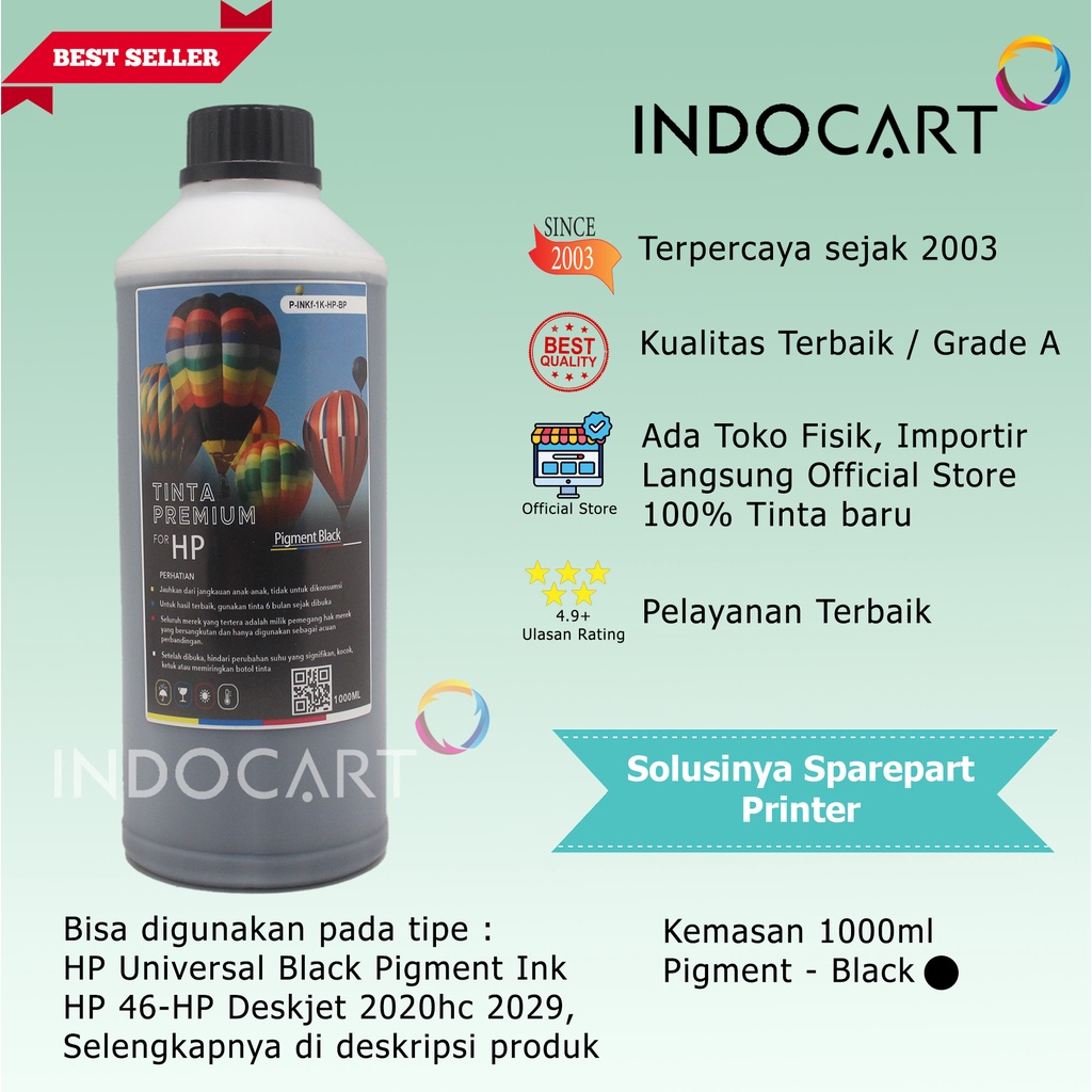 Tinta Premium Printer HP-Pigment Ink-Black-1kg