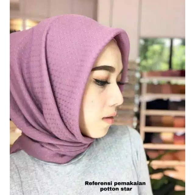HIJAB SEGI EMPAT POTTON STARS LASERCUT