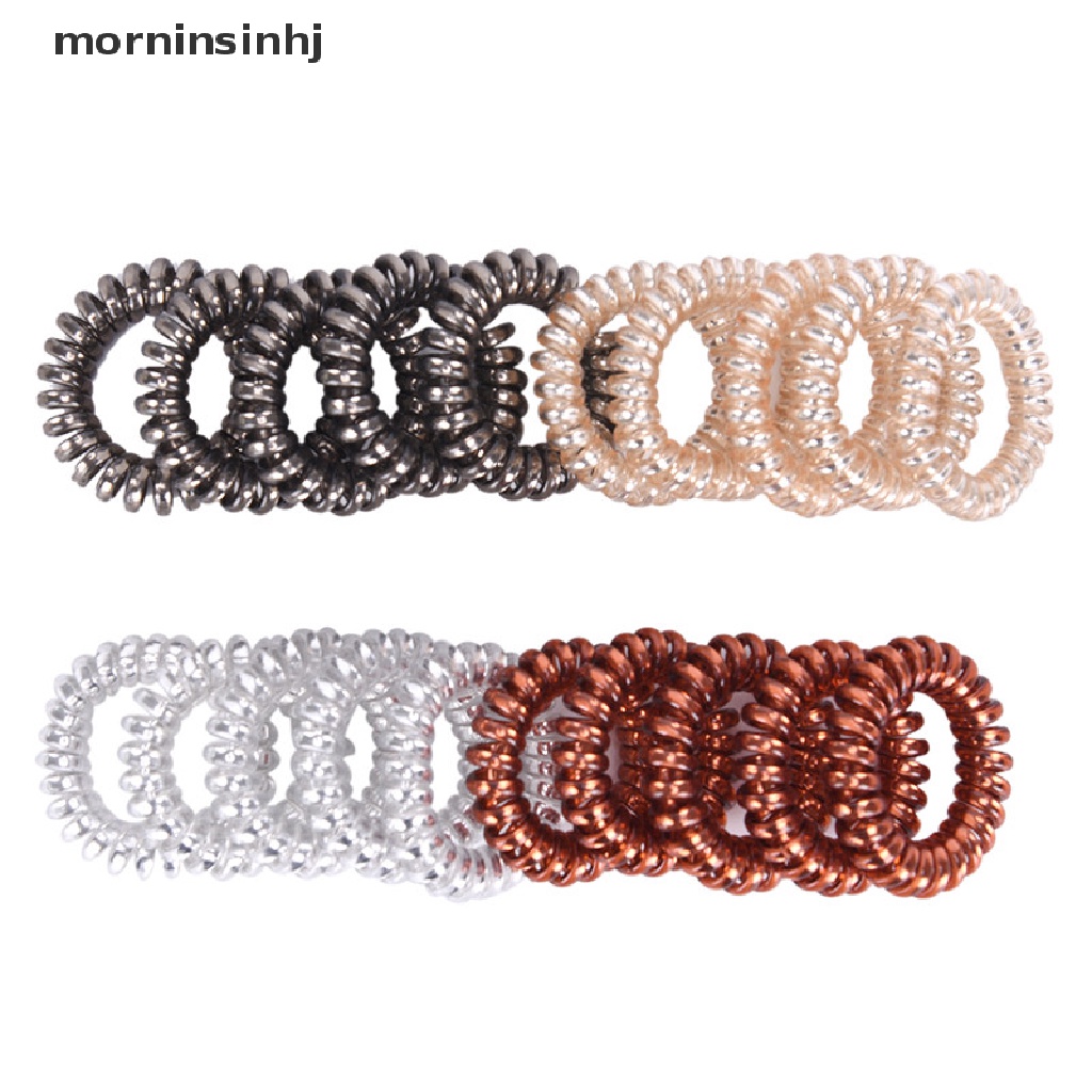 Mornin 1pc / 5pcs Ikat Rambut Spiral Elastis Untuk Wanita