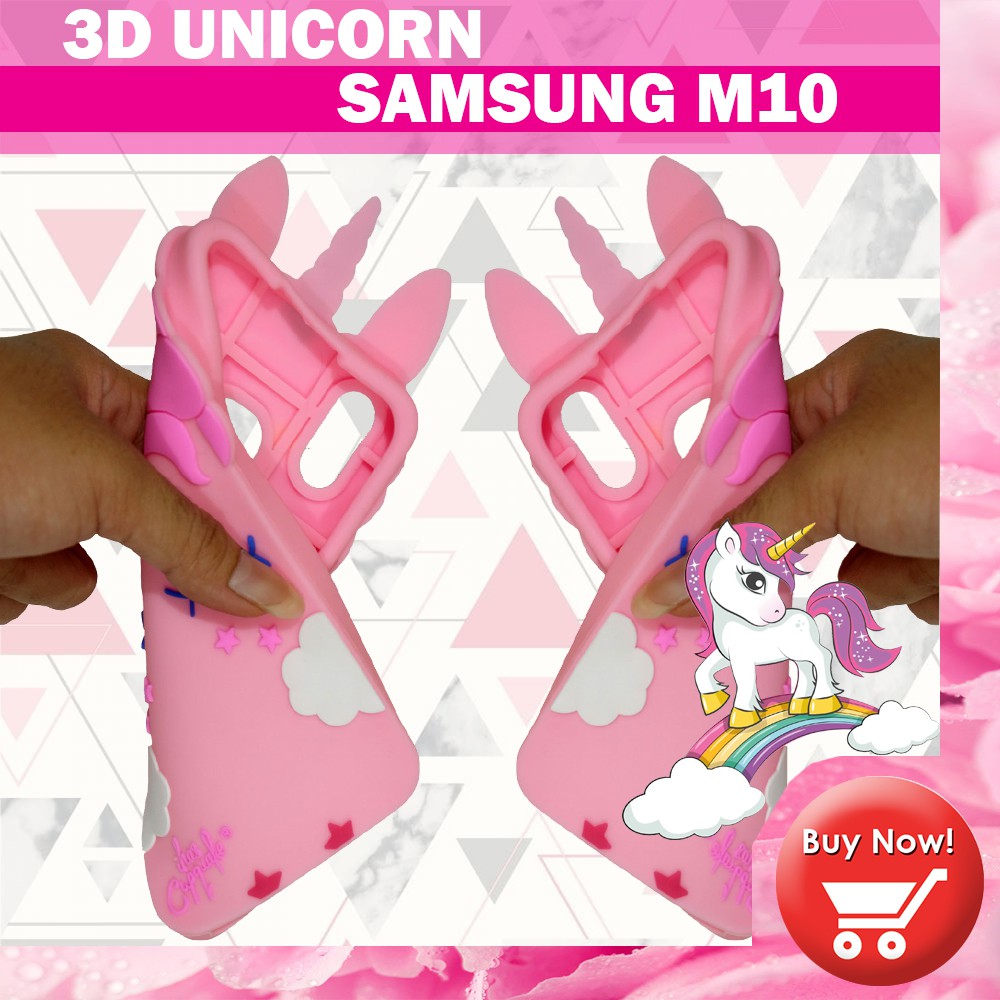 3D Cartoon Unicorn Case Samsung Galaxy M10 Softcase 4D Samsung M10 Silikon 3D Unicorn / Silikon