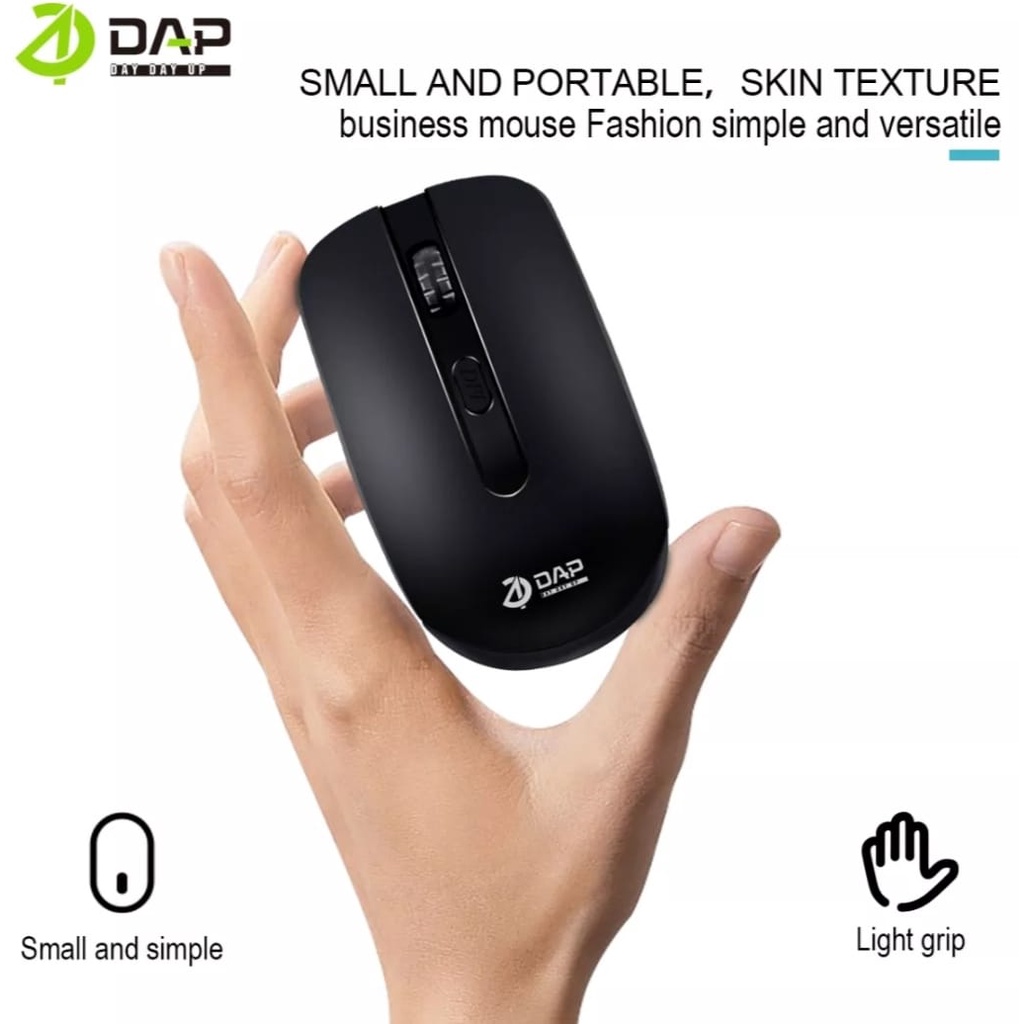 Mouse Bluetooth Wireless DAP W017 2.4GHz Silent Optical Wired 1200DPI Original Free Baterai-Mouse Bluetooth Wireless PC Komputer-Laptop-Windows,Linux.Mac Os Silent