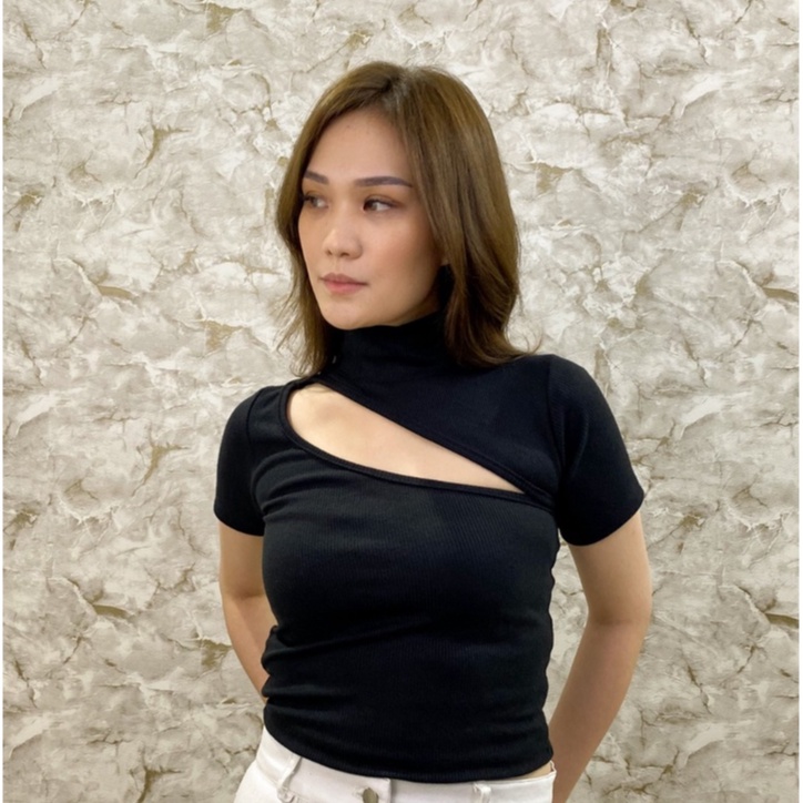 MODAVIE - CICILIA TOP Kaos Turtleneck Wanita Kerah Tinggi Top Korean Style