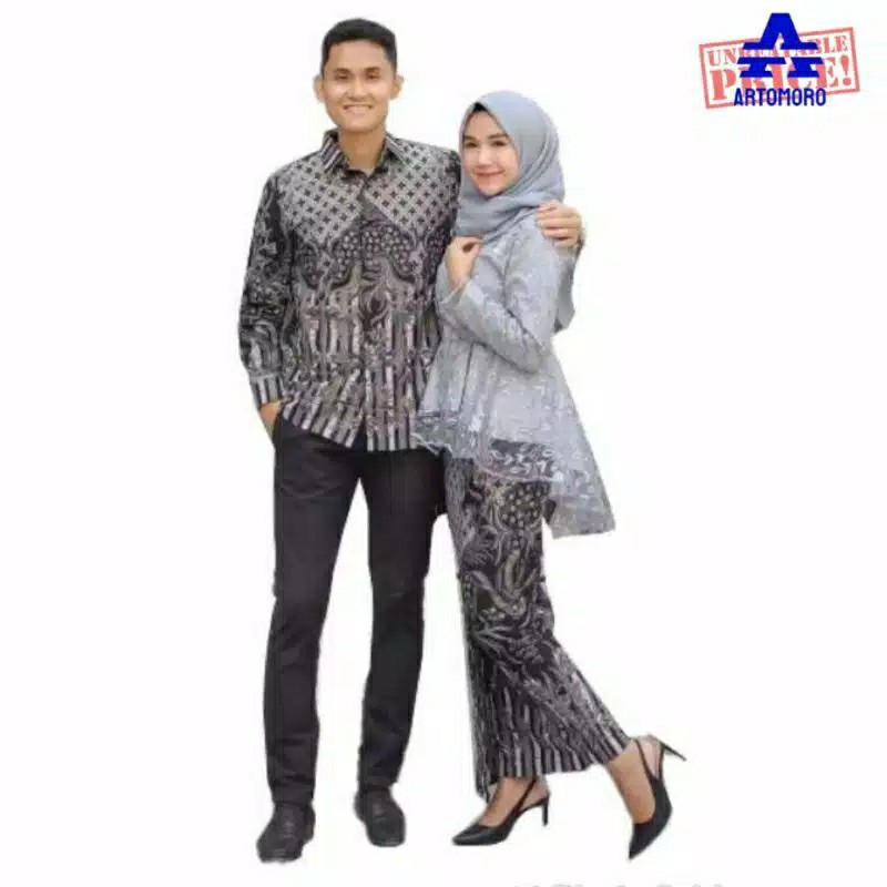 (termurah - Ori & Real Pic _6 Warna) Batik Couple Andhini Kebaya Couple Brukat Anabel - Bs073