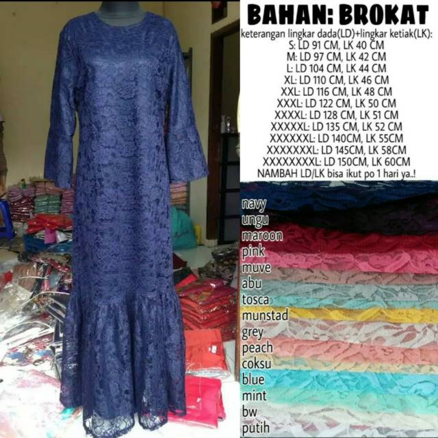 Maxi yuni gamis full  brukat ld 150 cm jumbo Bigsize