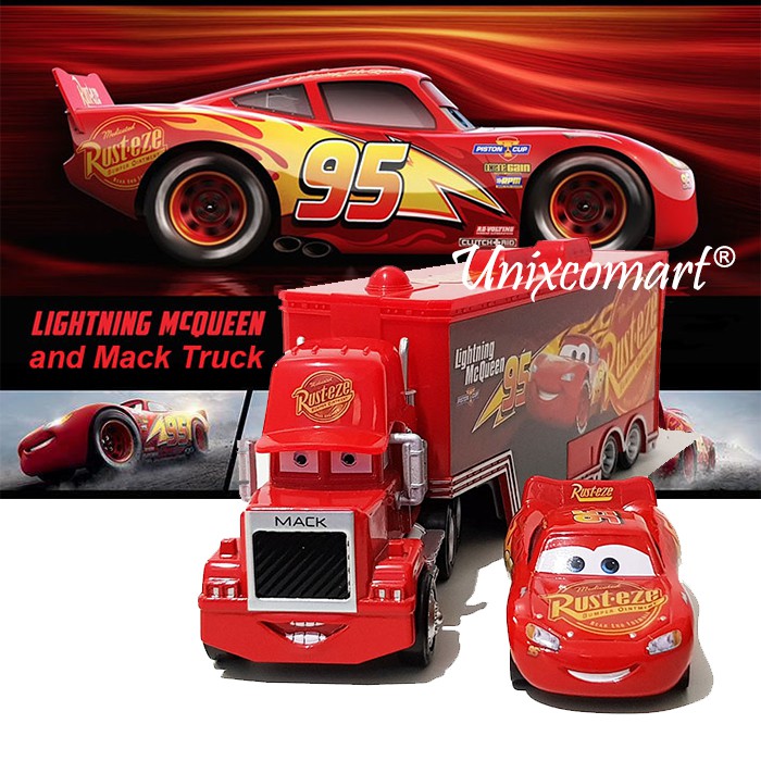 cars 3 lightning mcqueen and mack truck mainan anak