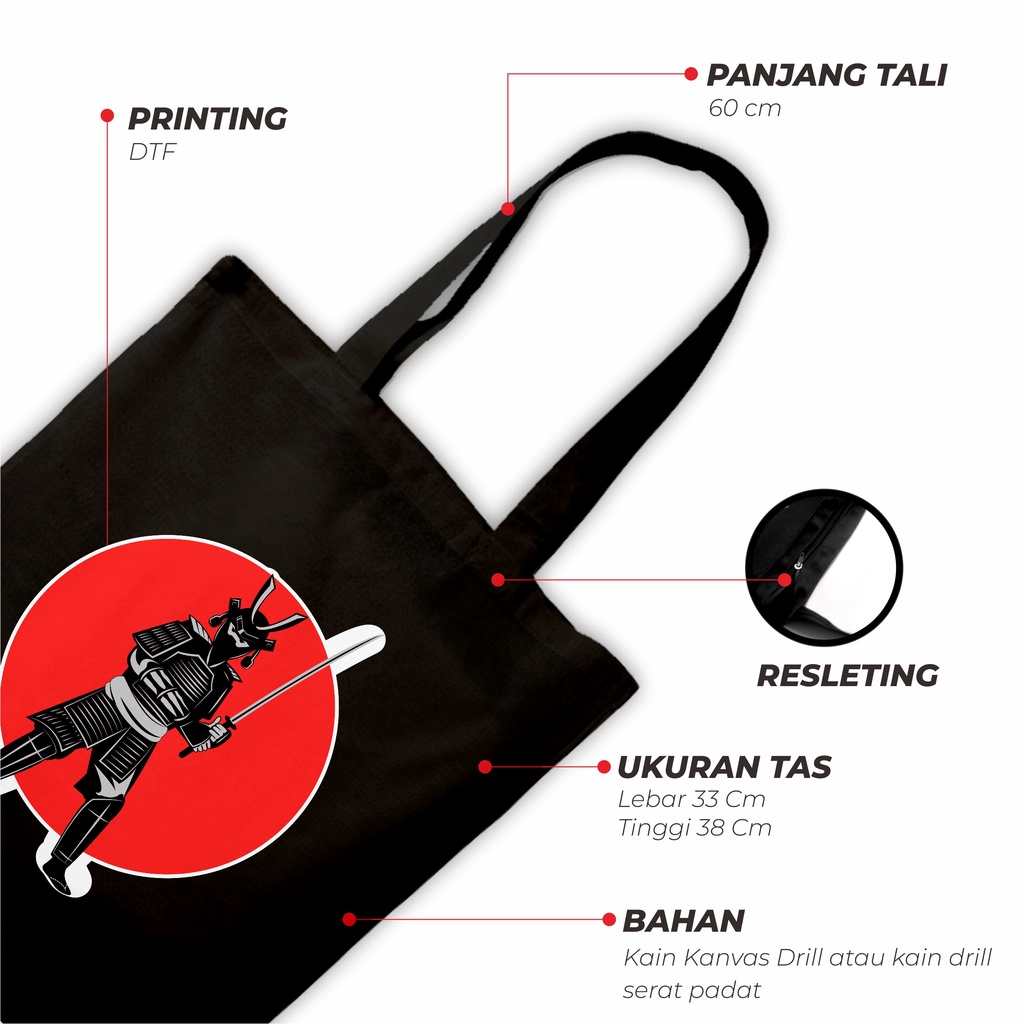 Sevine Totebag Tas Wanita Tote Bag Resleting Japanese Black Series Hitam - NPN5