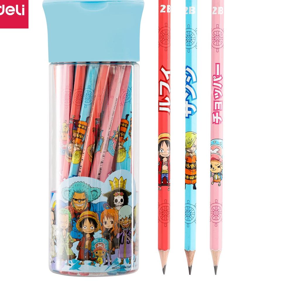 

Terbagus.. Deli One Piece Graphit Pencil / Pensil Kayu Grafit 2B Lucu Kartun One Piece Free Rautan Box / Tube EC02X-2B