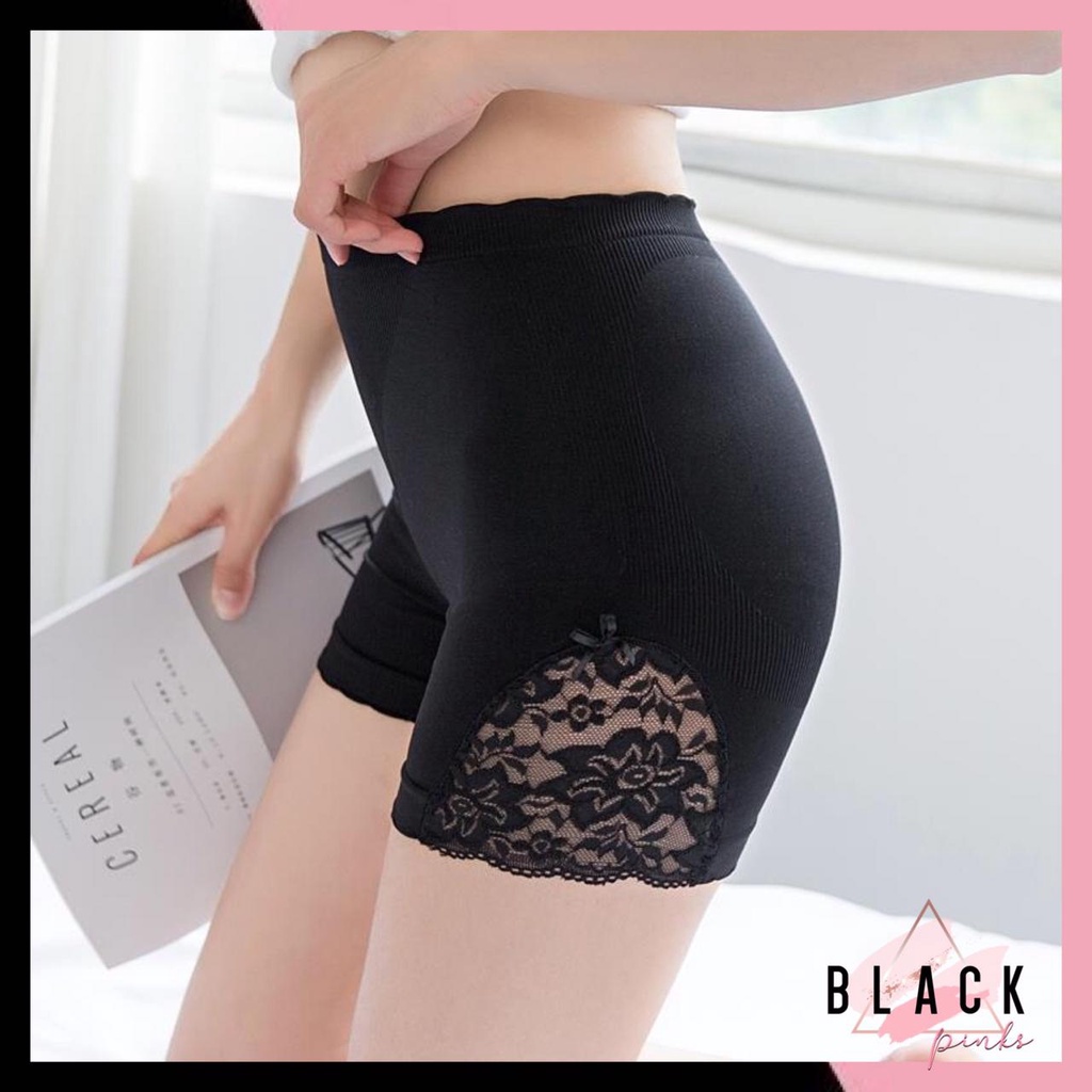 Blackpink Celana Pendek Renda Pita Wanita Underware Model Seamless  Motif Bunga Import 1146