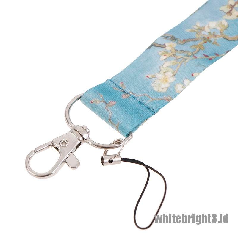 &lt; White3 &gt; 1pc Tali Lanyard Motif Tulisan Van Gogh Untuk Kartu ID / Handphone