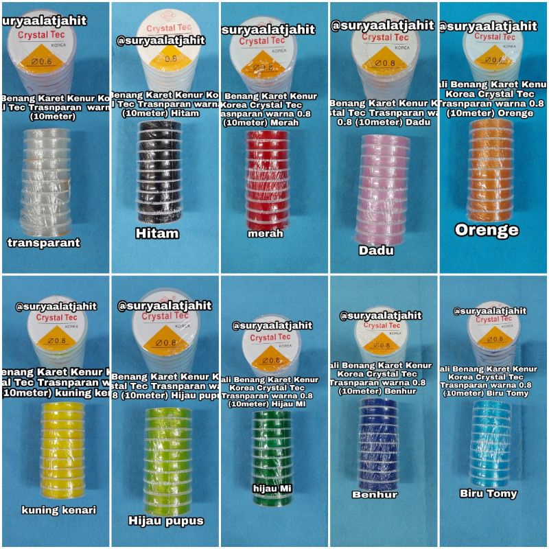 Tali Karet (0.8) 10M Crystal Korea 1rol@10M =rp.2.600/1Rol
