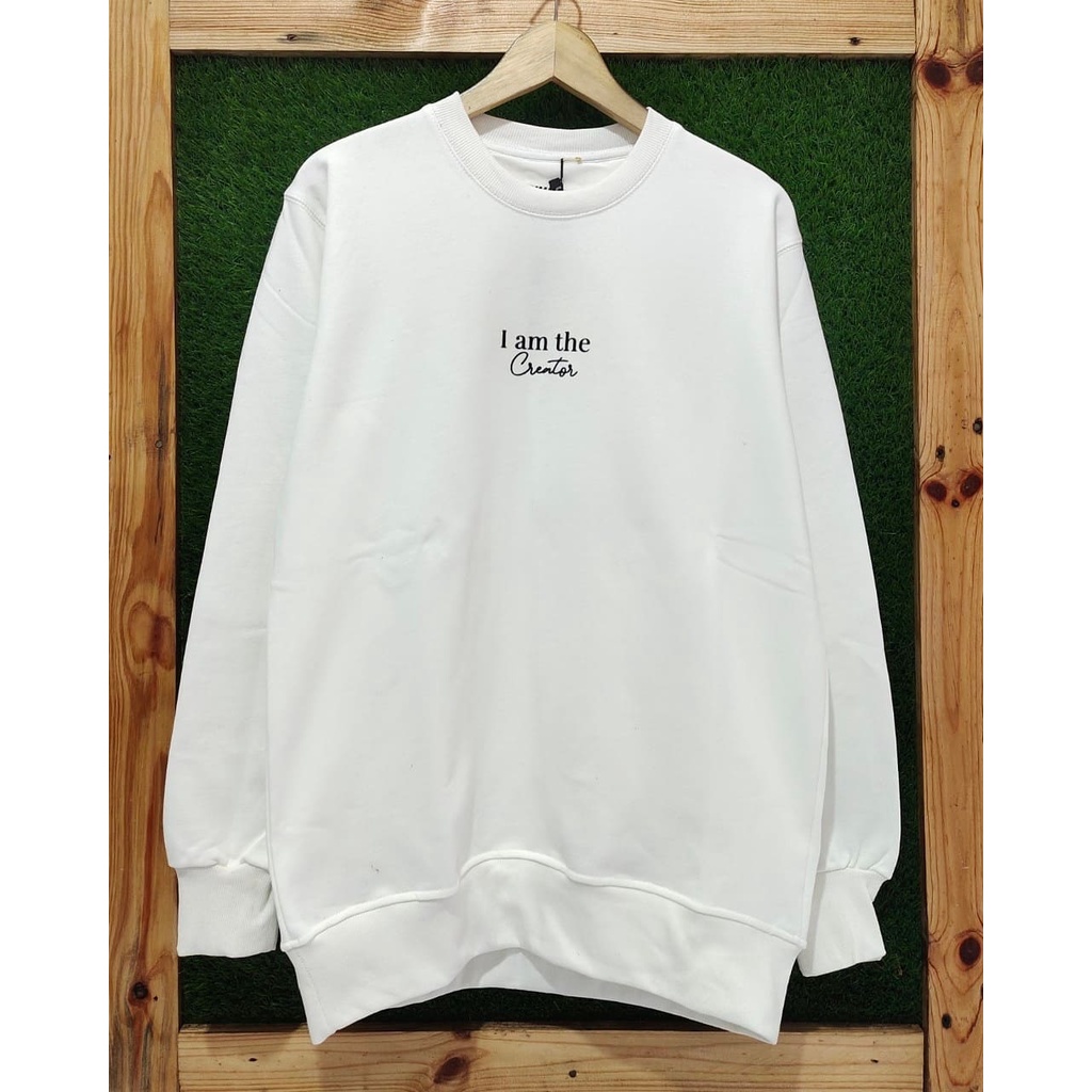 Sweater Crewneck Putih Pria Wanita Distro Original Sweatshirt Oversize Jumbo Cowok Cewek Premium Swe